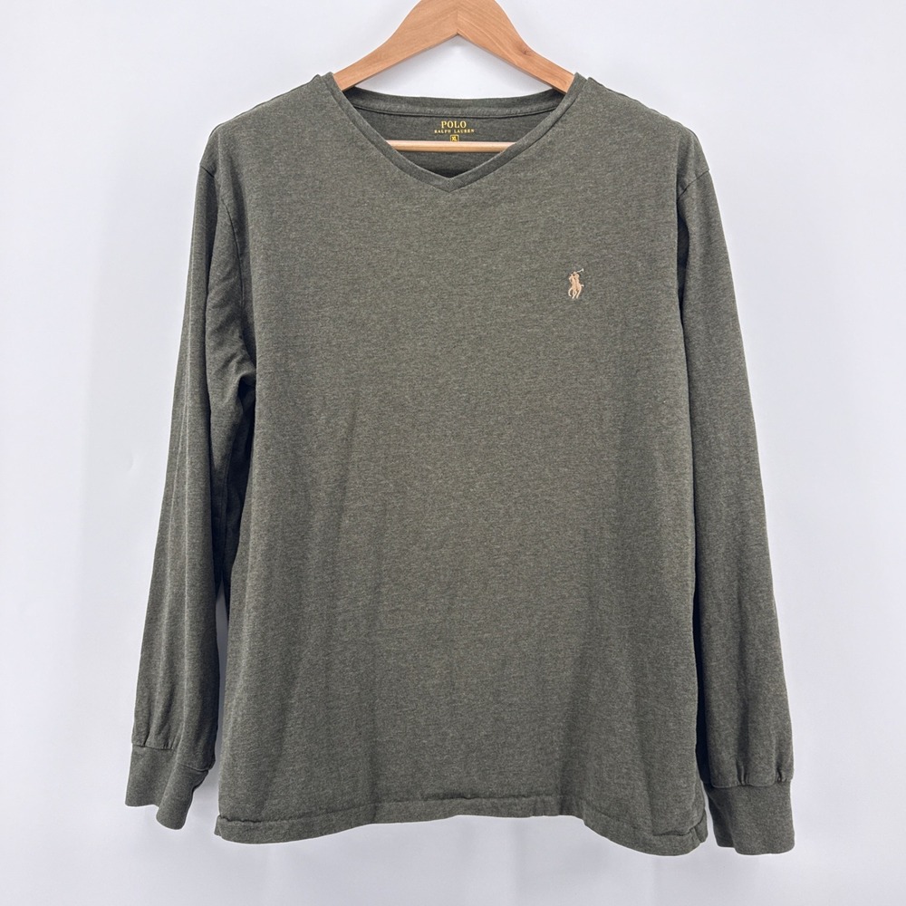 Polo Ralph Lauren Mens‎ Long Sleeve Cotton Jersey T Shirt Heather Olive Green XL